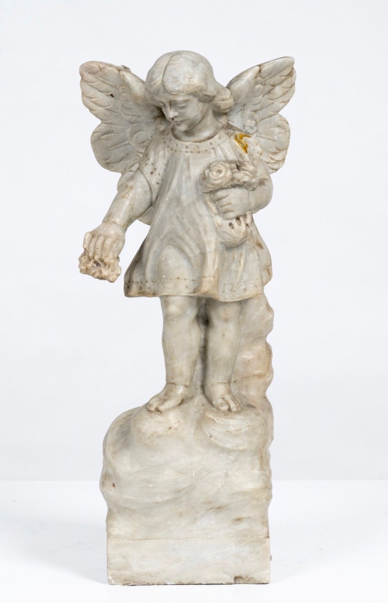 Winged Angel In Marble. 18th Century