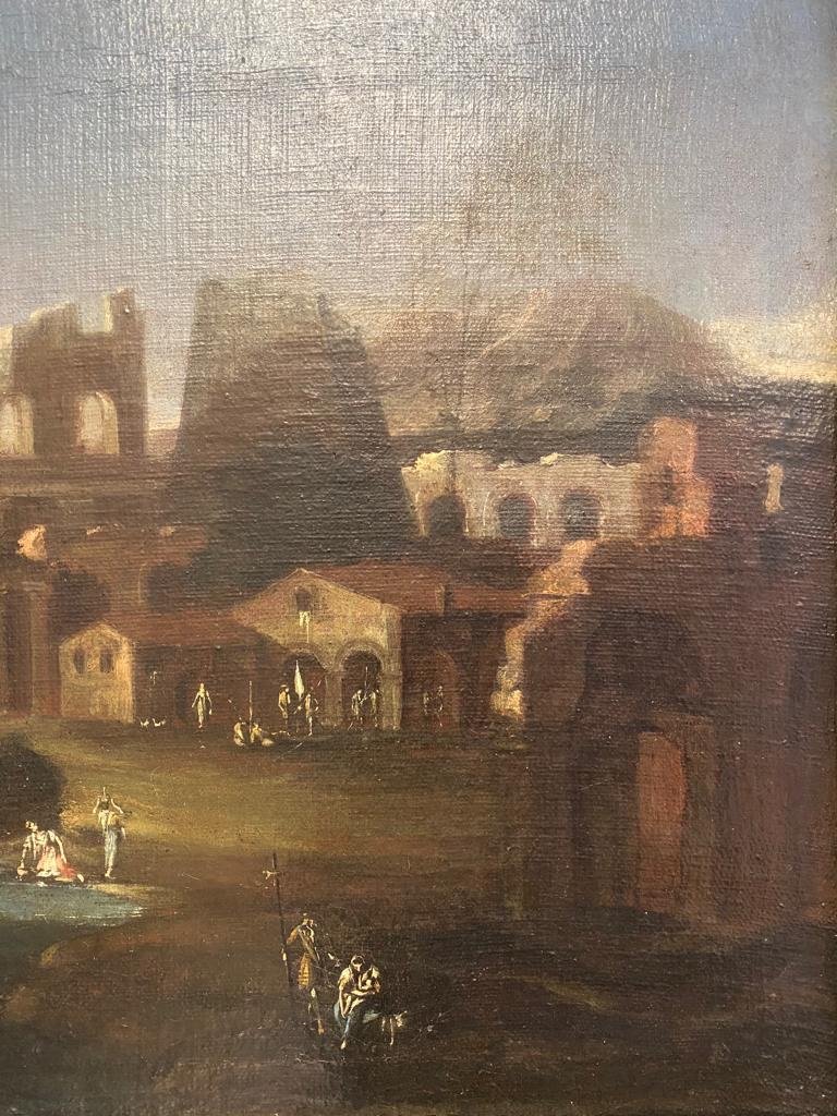 Paysage Avec Ruines Et Personnages .alessio De Marchis (naples 1684- Urbino1752)-photo-2