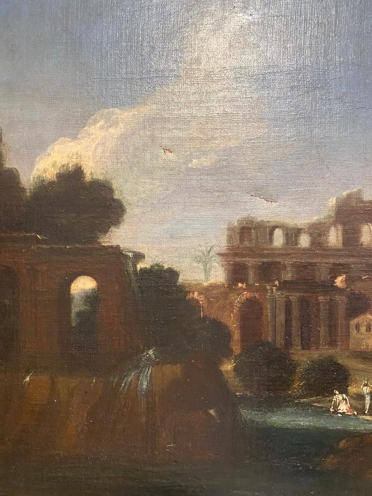 Paysage Avec Ruines Et Personnages .alessio De Marchis (naples 1684- Urbino1752)-photo-3
