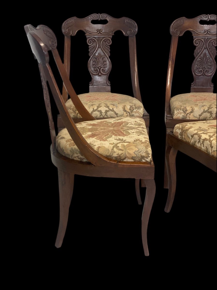 Group Of Four 19th Century Empire Gondola Chairs-photo-4