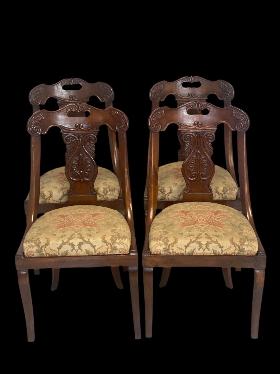 Group Of Four 19th Century Empire Gondola Chairs-photo-2