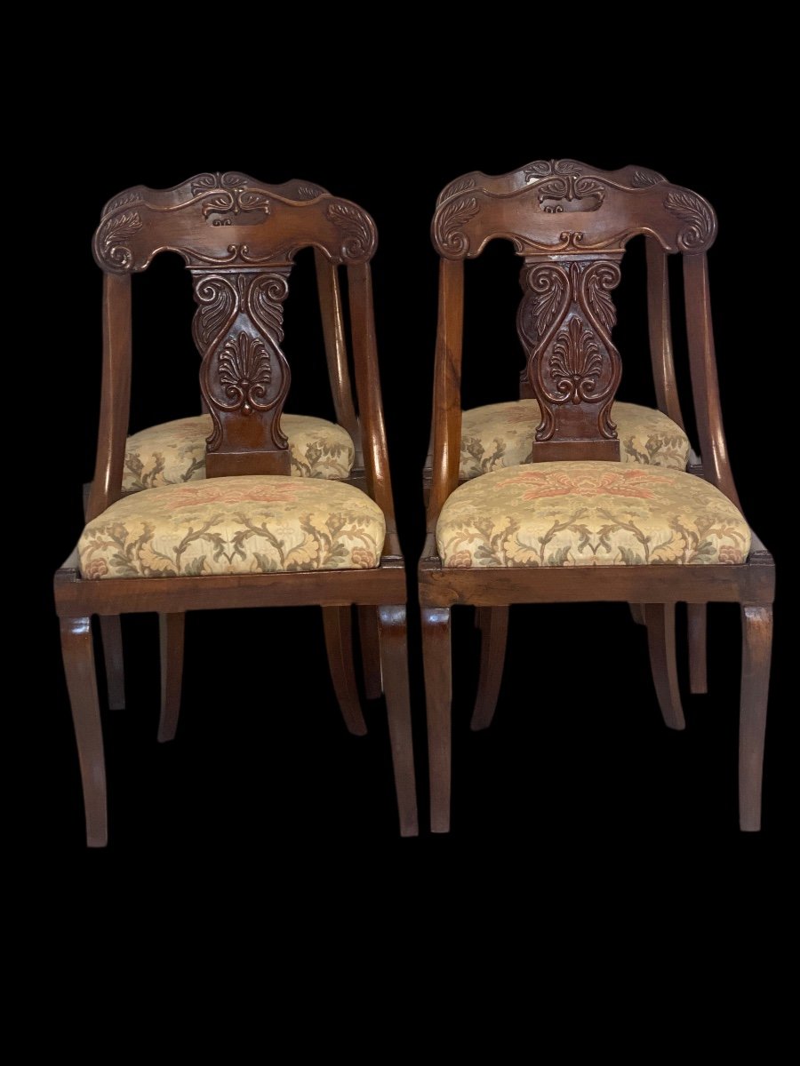 Group Of Four 19th Century Empire Gondola Chairs-photo-3