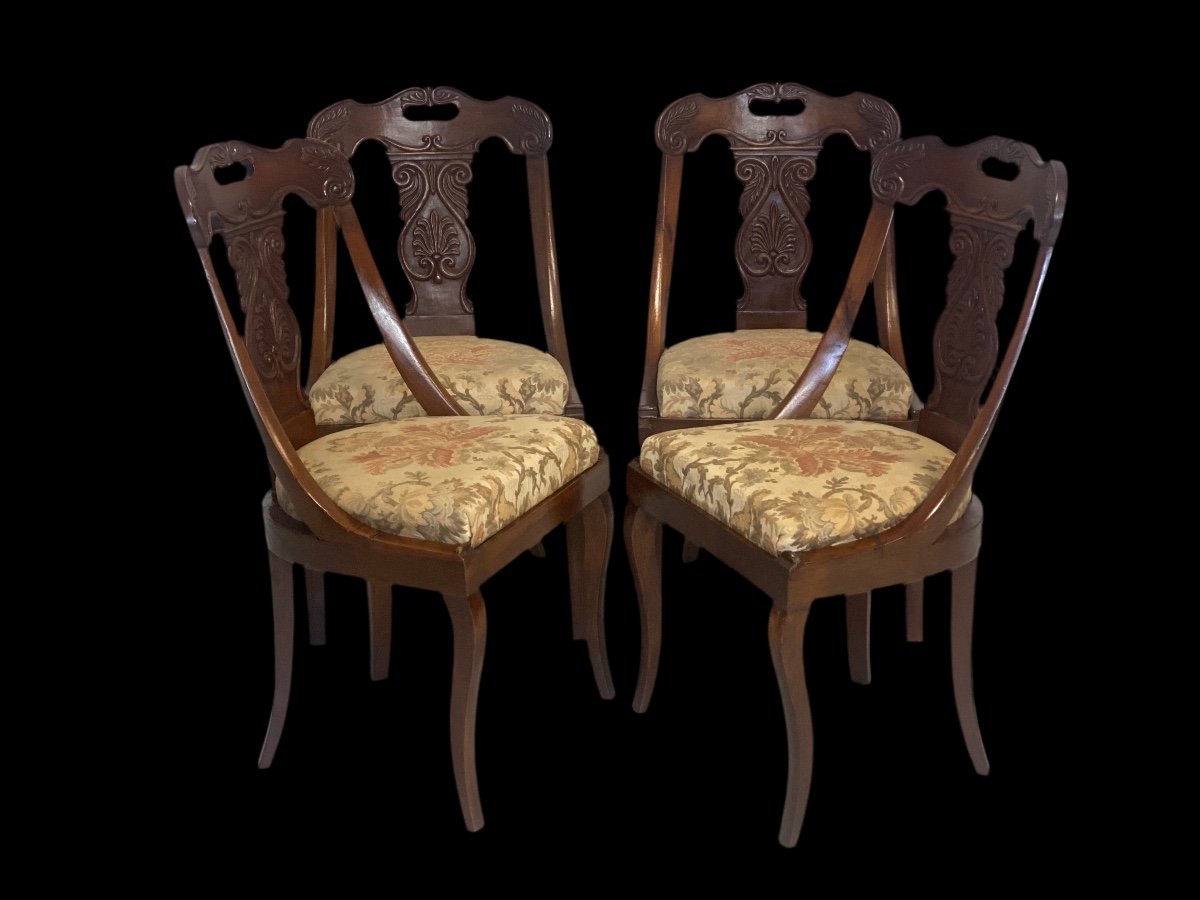 Group Of Four 19th Century Empire Gondola Chairs