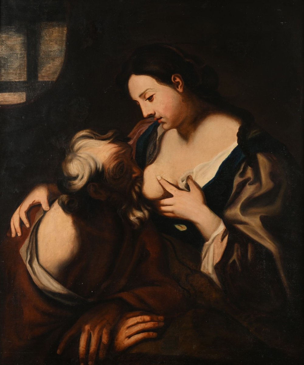 Oil On Canvas. Roman Charity, 18th Century