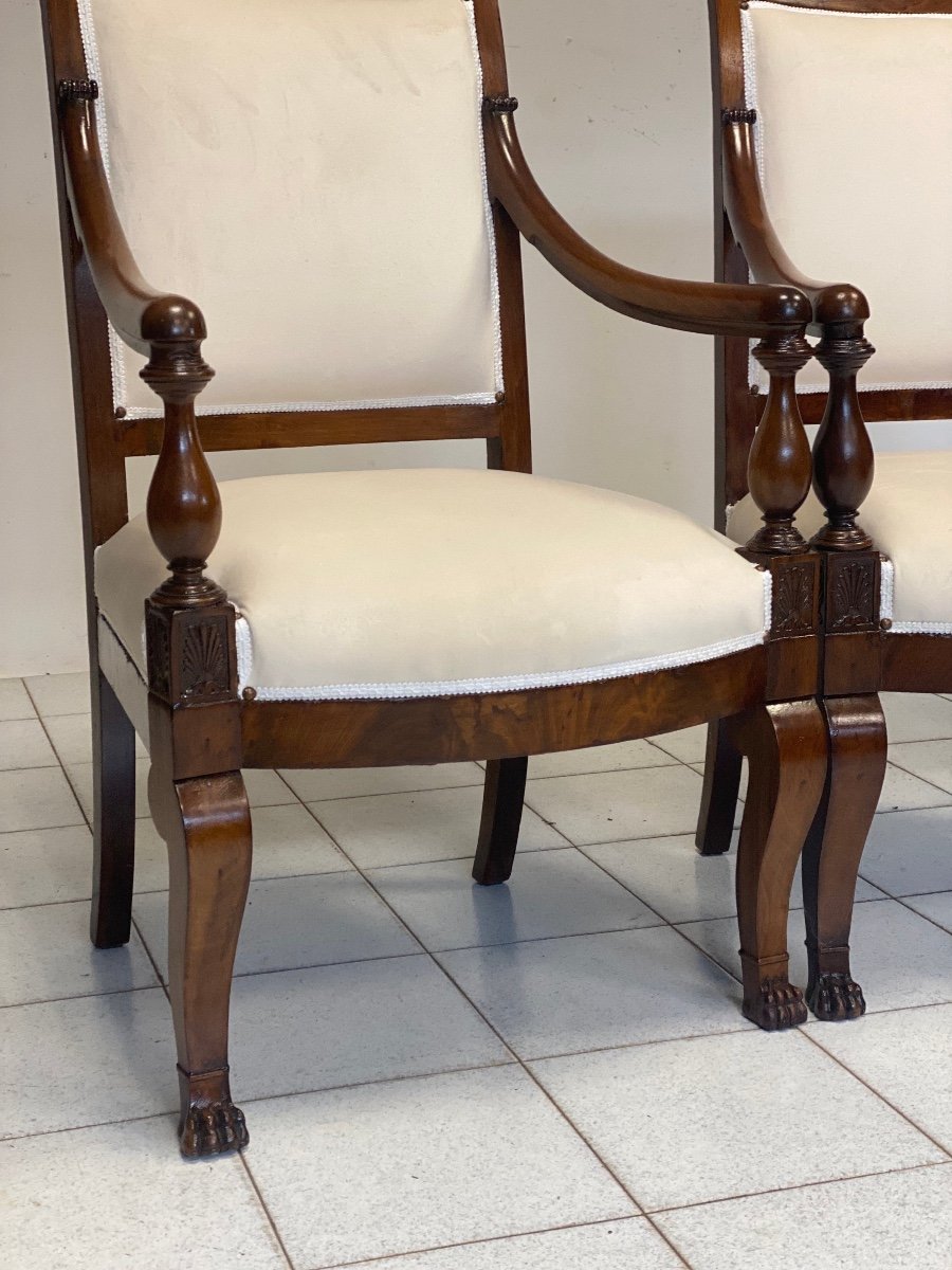 Pair Of Empire Armchairs In Rosewood. Genoa 19th Century.-photo-2