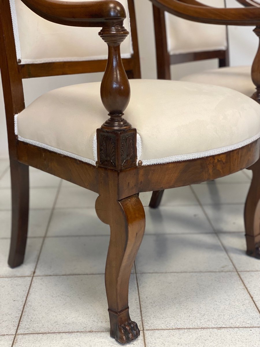 Pair Of Empire Armchairs In Rosewood. Genoa 19th Century.-photo-2