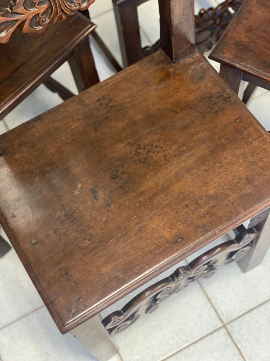 Group Of Four Lombard Louis XIV Chairs. Brescia, 17th Century-photo-1