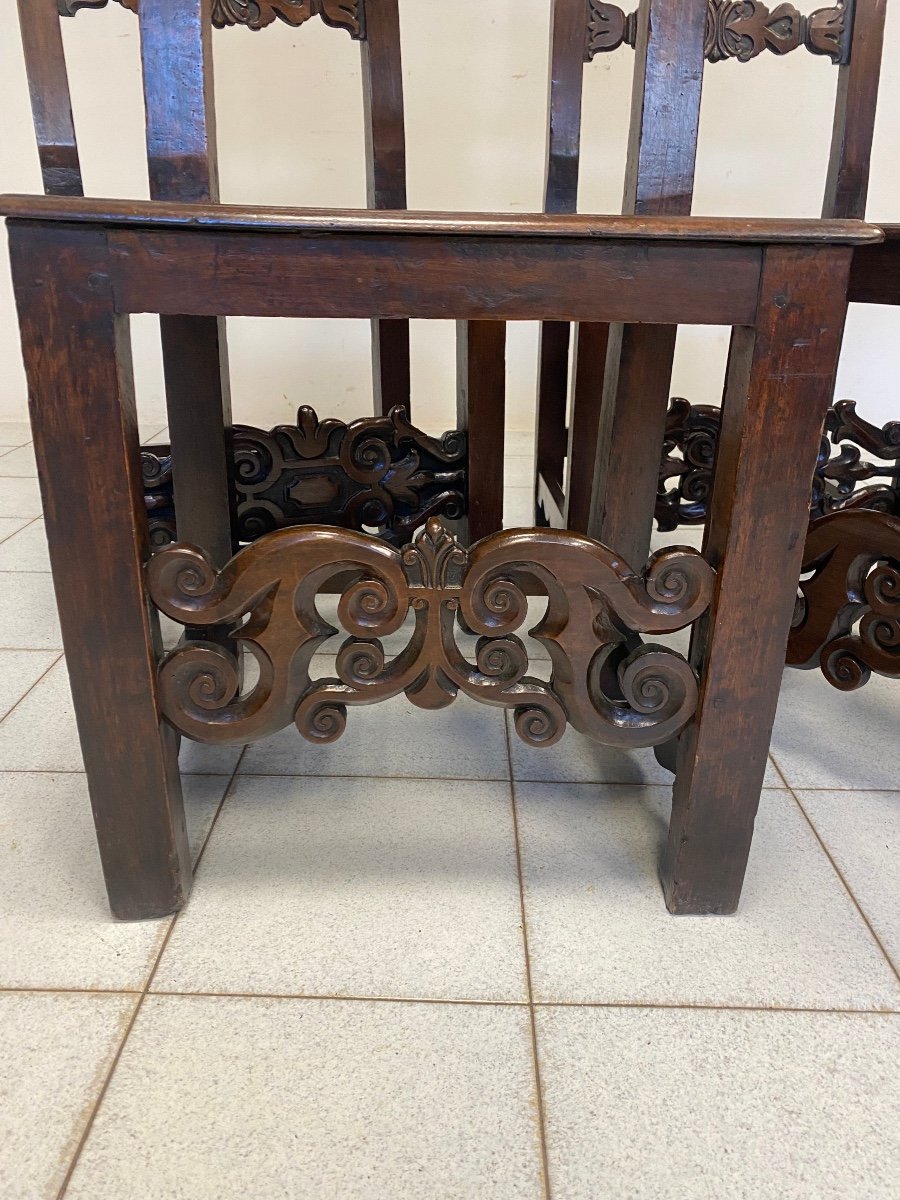 Group Of Four Lombard Louis XIV Chairs. Brescia, 17th Century-photo-2