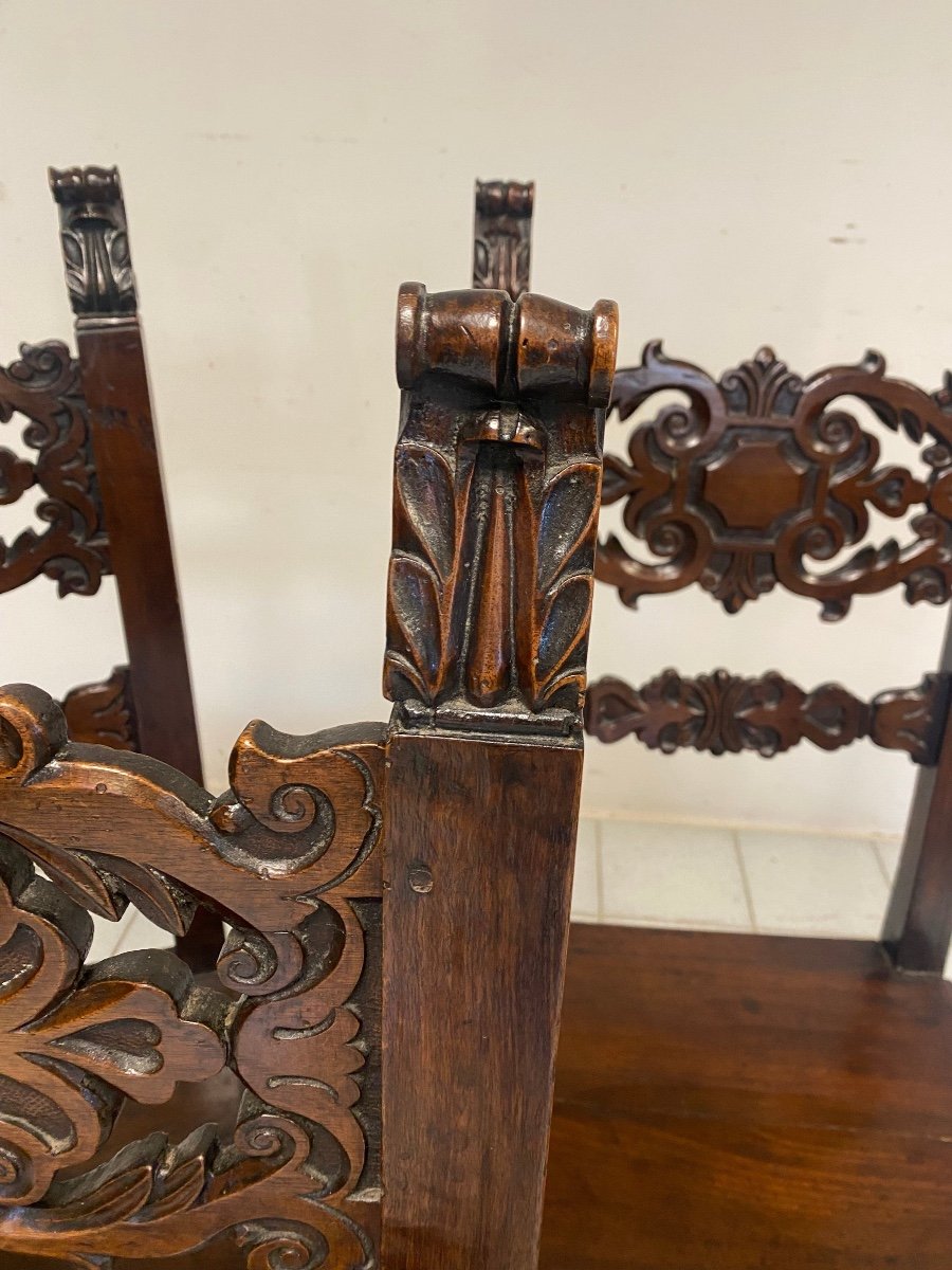 Group Of Four Lombard Louis XIV Chairs. Brescia, 17th Century-photo-3