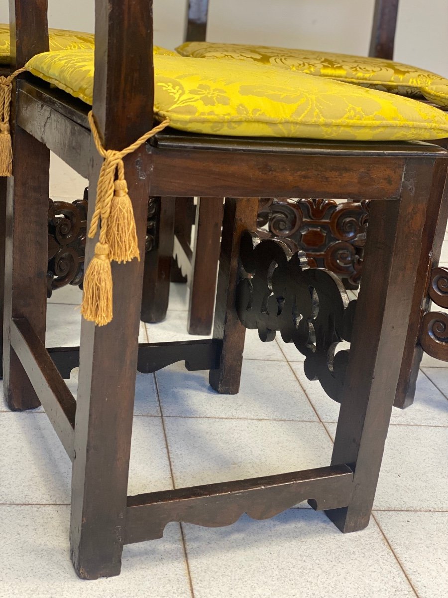 Group Of Four Lombard Louis XIV Chairs. Brescia, 17th Century-photo-4