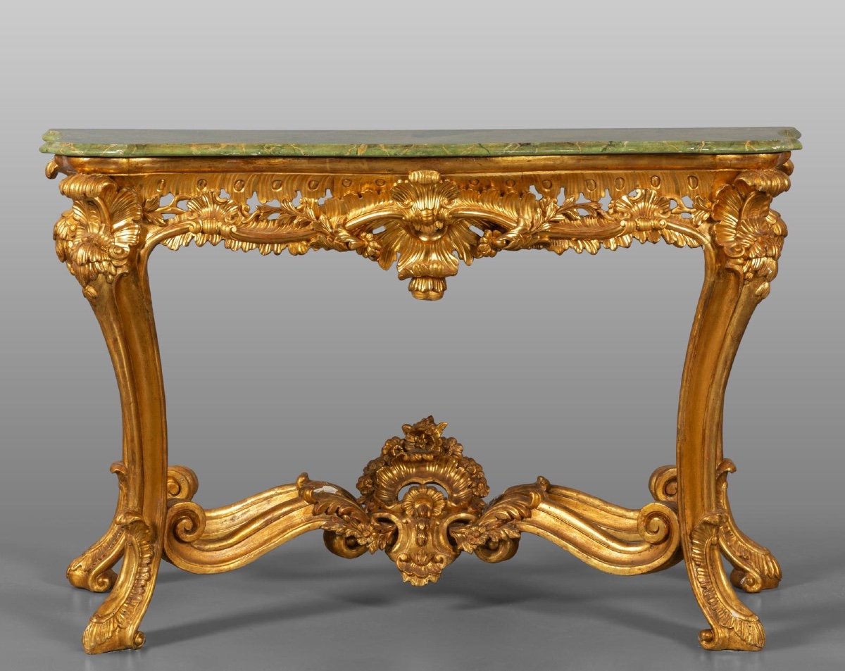 Gilded Carved Wooden Console. Naples 18th Century-photo-2