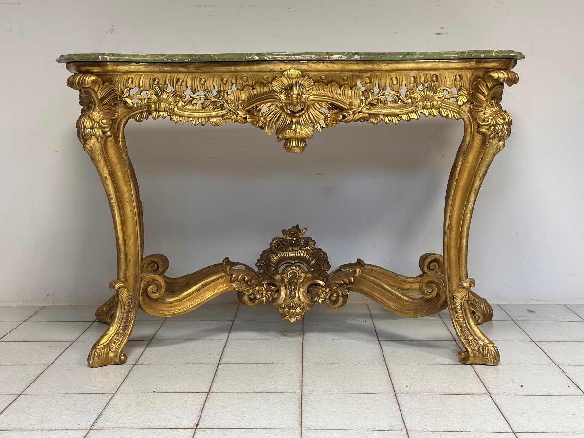 Gilded Carved Wooden Console. Naples 18th Century-photo-3