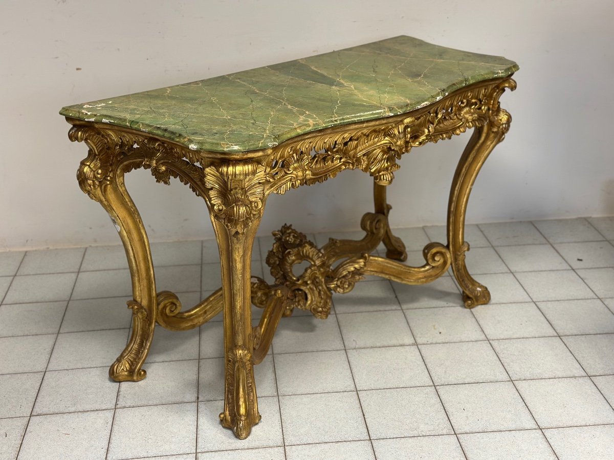 Gilded Carved Wooden Console. Naples 18th Century-photo-4