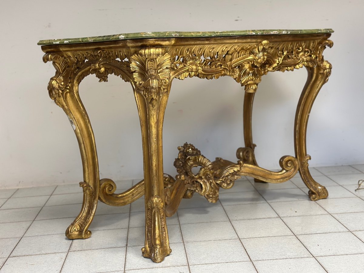 Gilded Carved Wooden Console. Naples 18th Century-photo-1