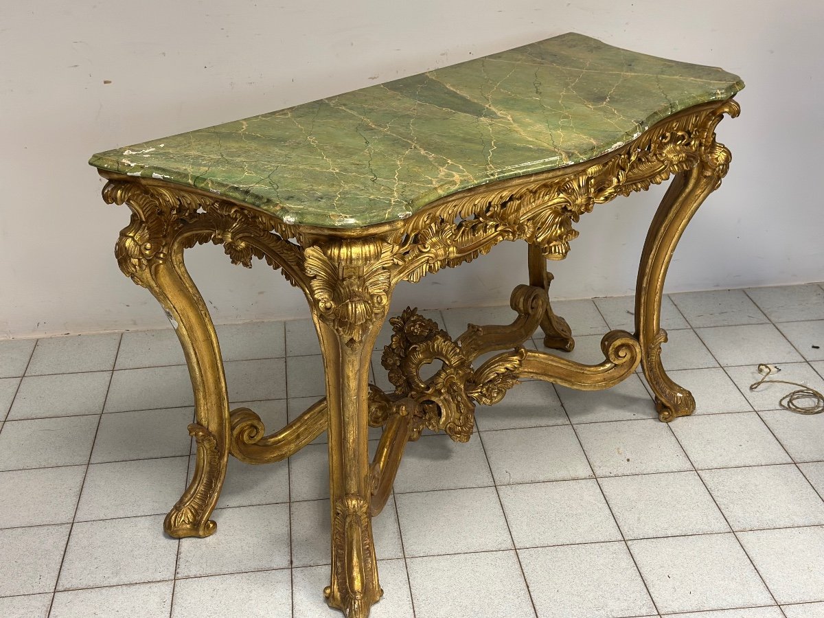 Gilded Carved Wooden Console. Naples 18th Century-photo-2