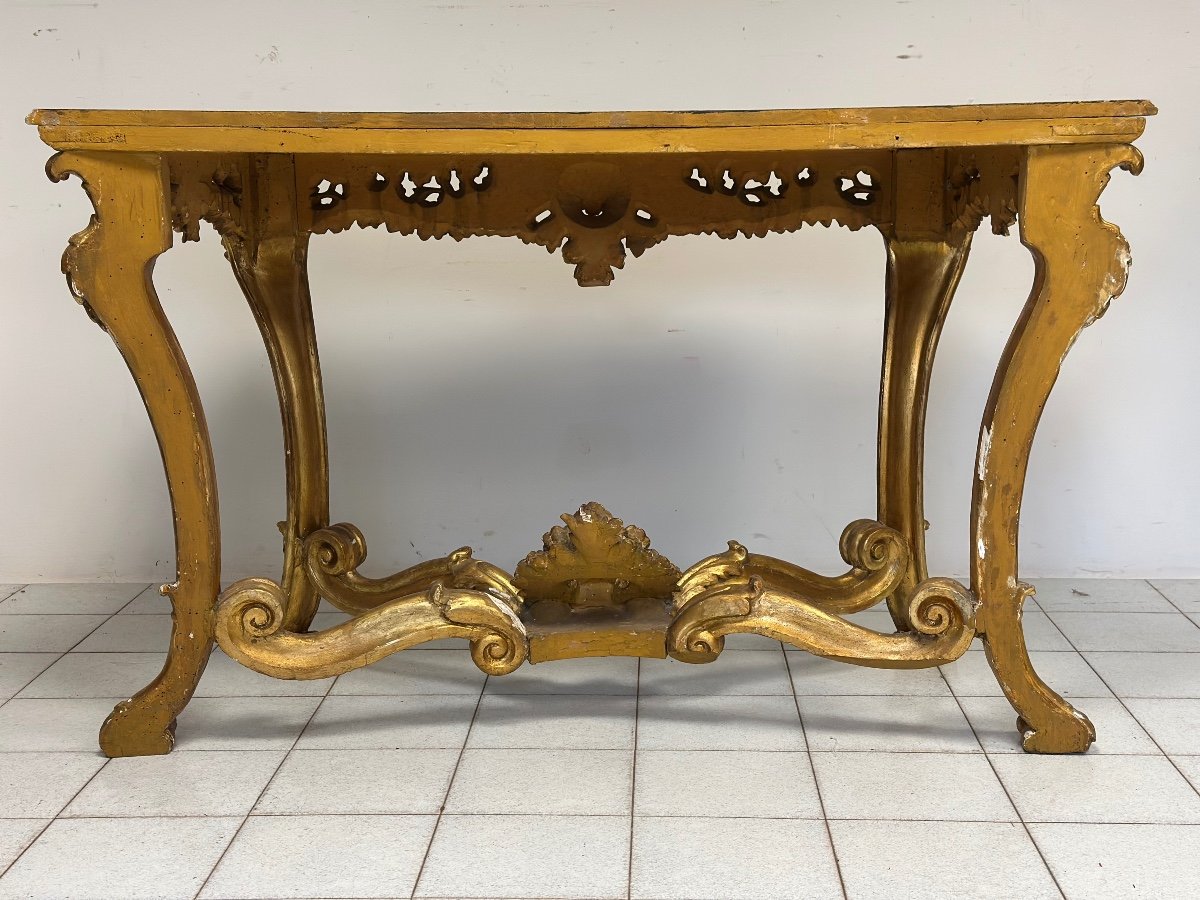 Gilded Carved Wooden Console. Naples 18th Century-photo-3