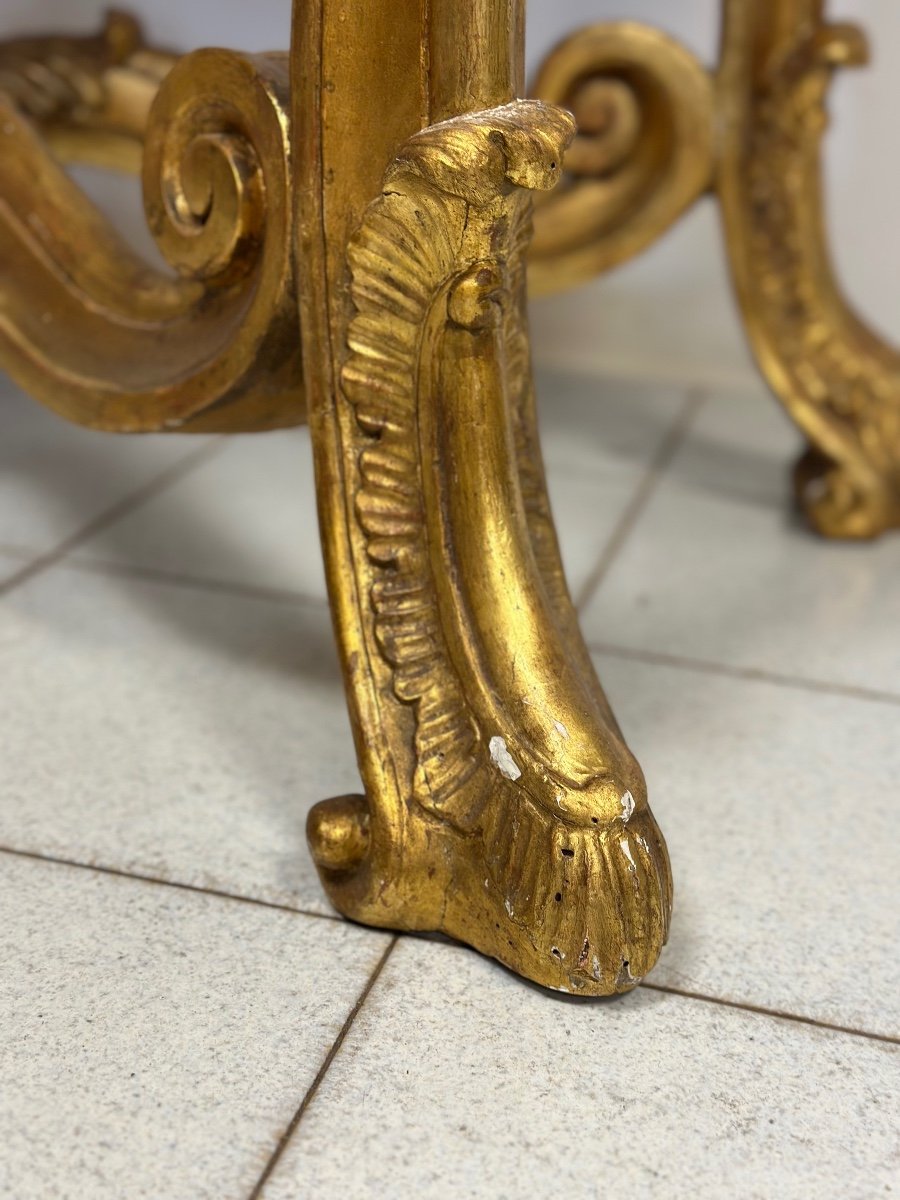 Gilded Carved Wooden Console. Naples 18th Century-photo-4