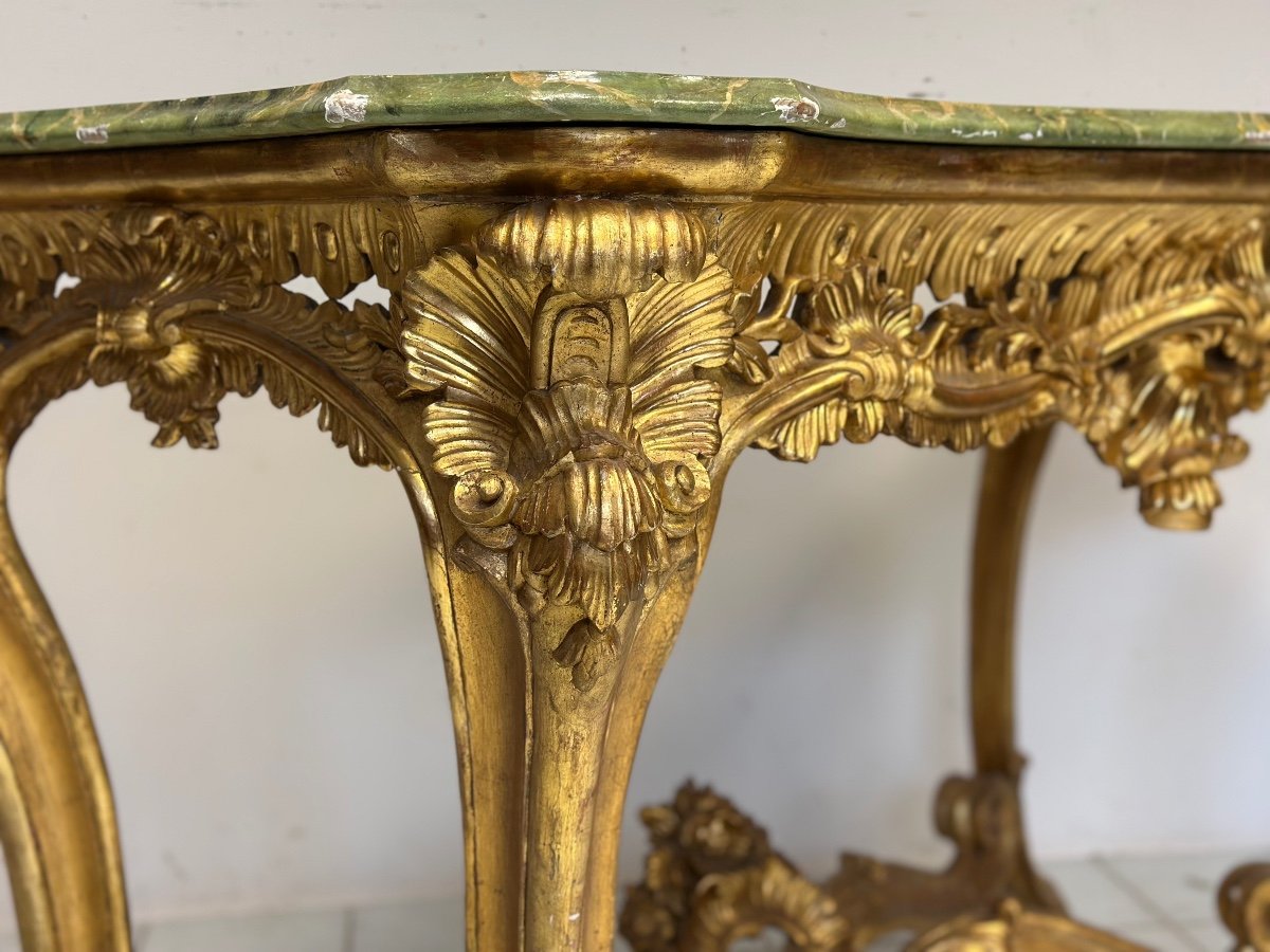 Gilded Carved Wooden Console. Naples 18th Century-photo-5