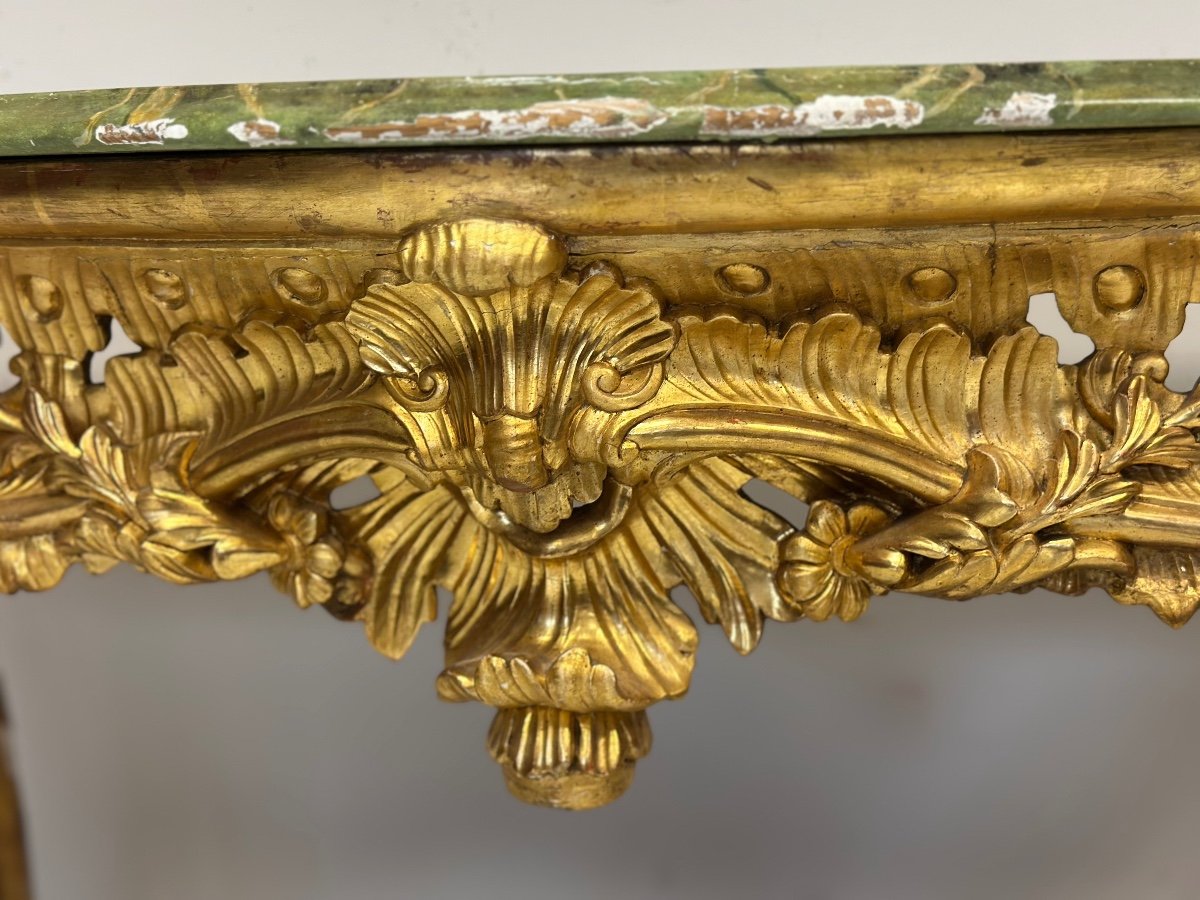 Gilded Carved Wooden Console. Naples 18th Century-photo-8