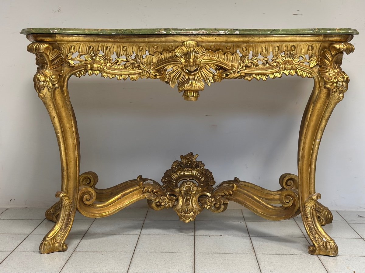 Gilded Carved Wooden Console. Naples 18th Century