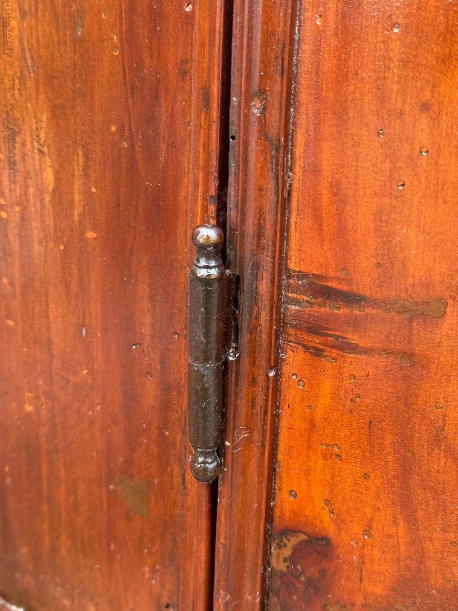 Walnut Corner Cupboard Rounded On The Front. Genoa 18th Century. Restoration Carried Out-photo-4