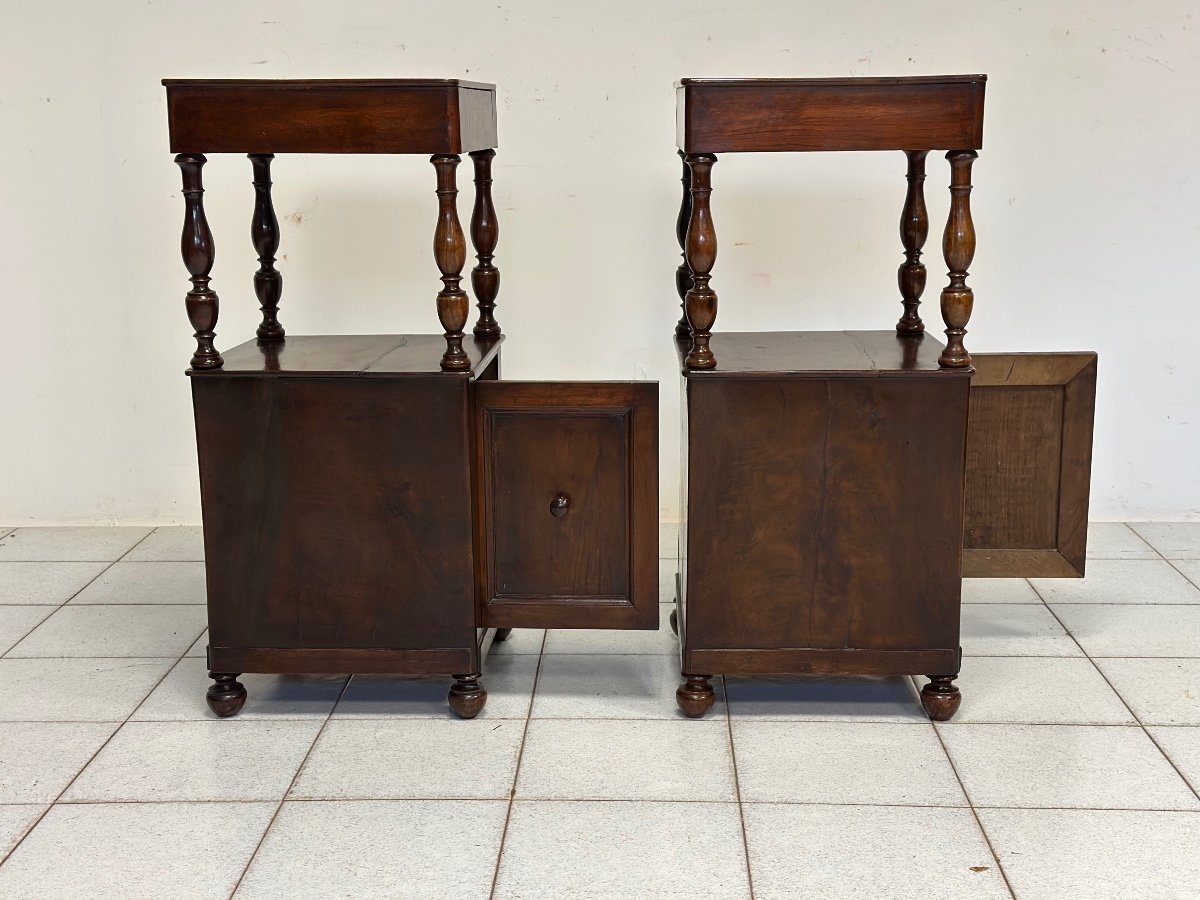 Pair Of 19th Century Lombard Open Walnut Bedside Tables. Restored-photo-3