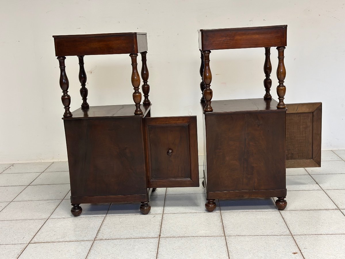 Pair Of 19th Century Lombard Open Walnut Bedside Tables. Restored-photo-4