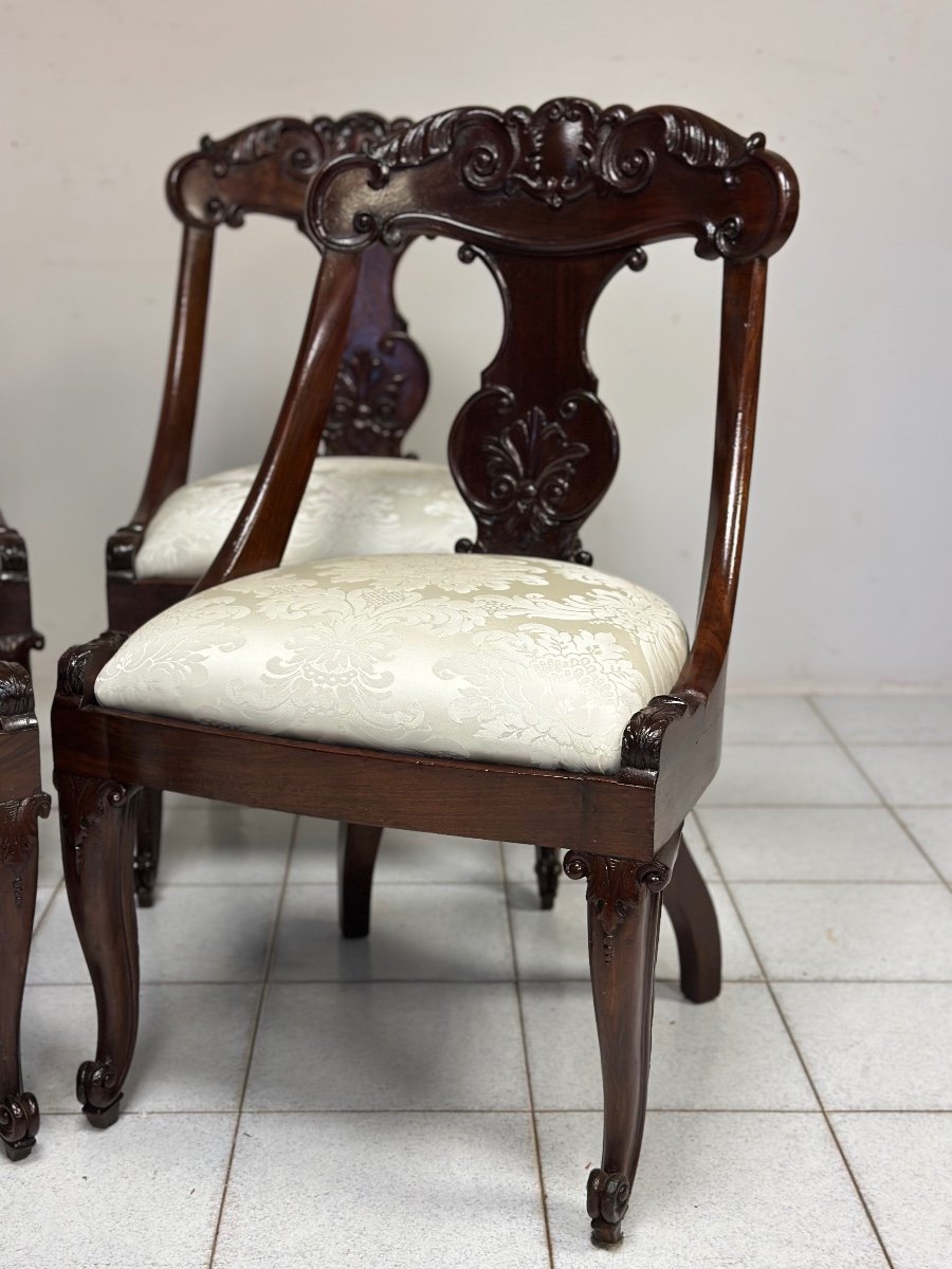 Group Of Four Carlo X Gondola Chairs. Genoa Early 19th Century-photo-3