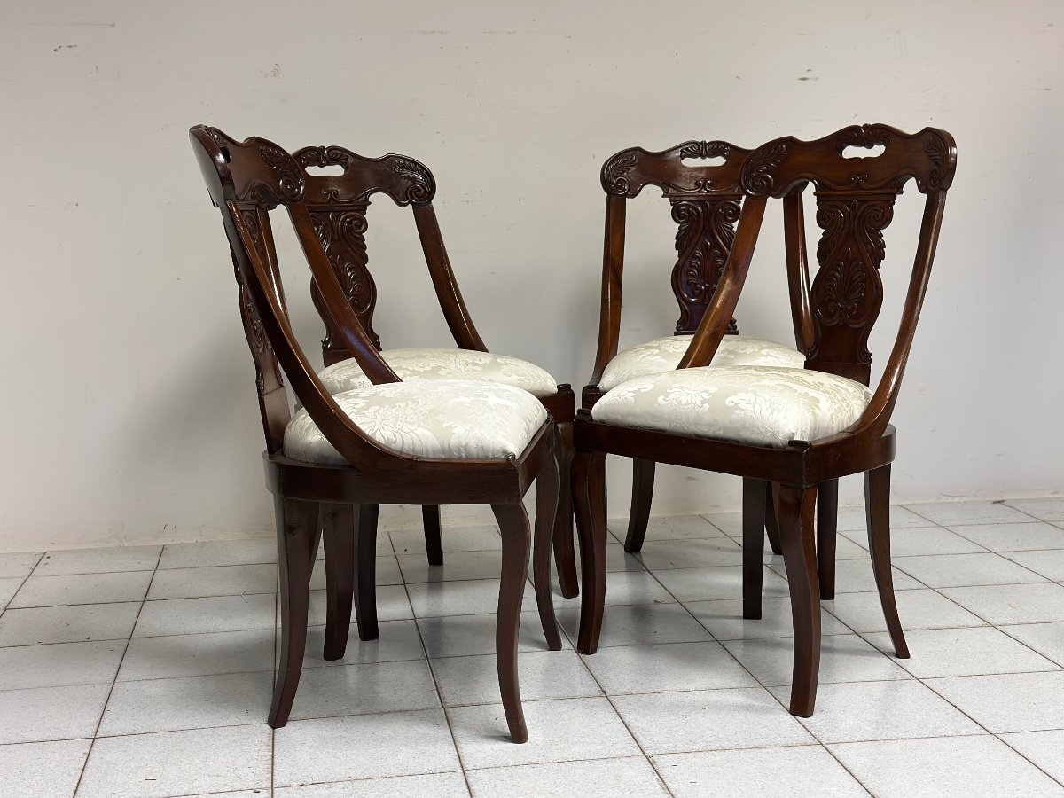 Group Of Four Lombard Gondola Chairs. 19th Century-photo-4