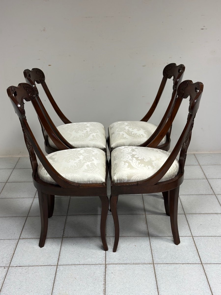 Group Of Four Lombard Gondola Chairs. 19th Century-photo-4