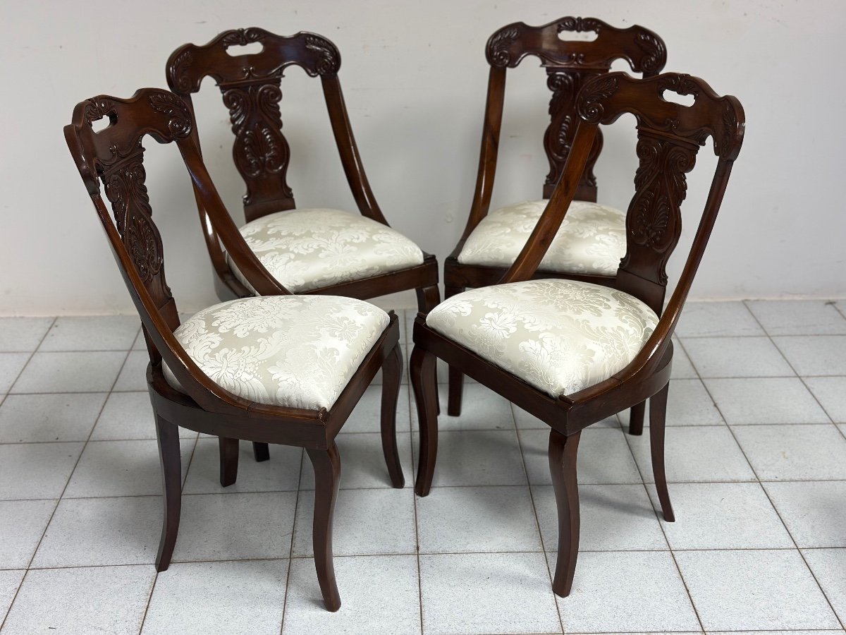 Group Of Four Lombard Gondola Chairs. 19th Century