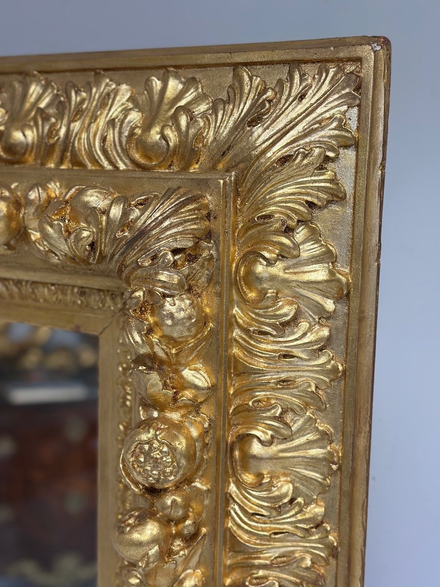 Carved And Gilded Wooden Mirror. Lombardy 19th Century-photo-4