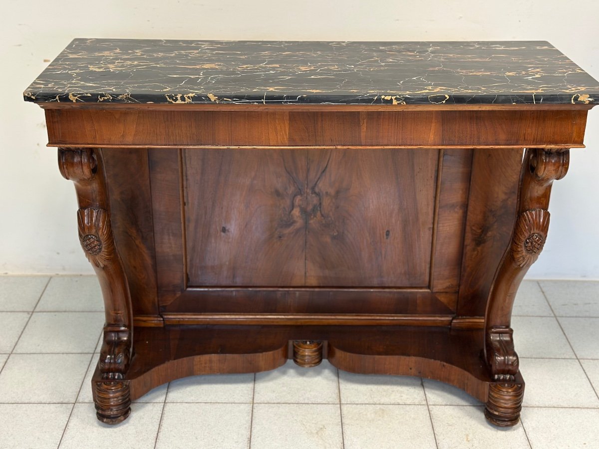 Carlo X Lombard Console In Walnut. 19th Century-photo-3