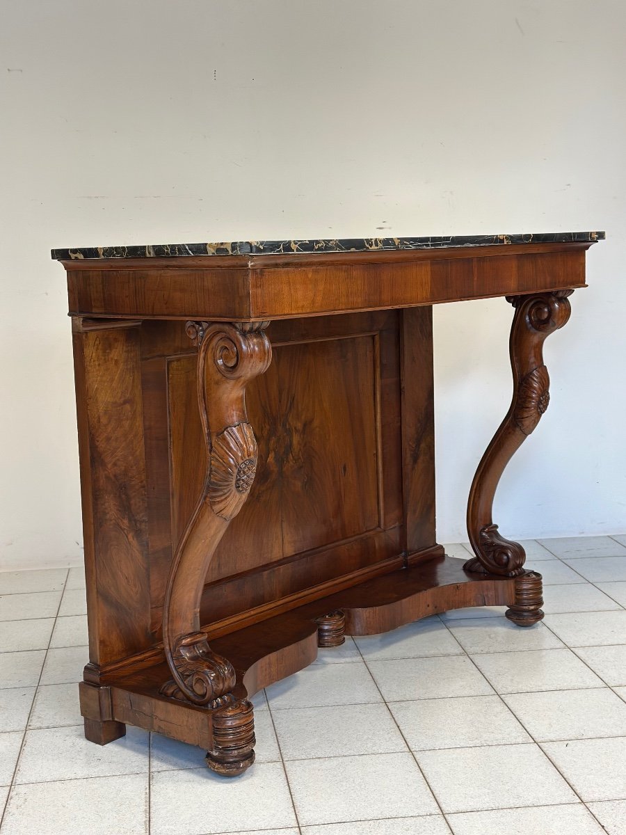 Carlo X Lombard Console In Walnut. 19th Century-photo-4