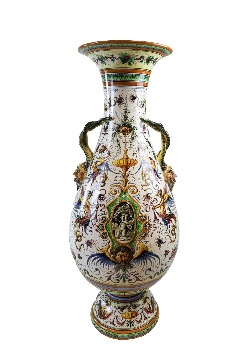 Gisto Fantecchi First 900 Vase With Painted Majolica Column-photo-4