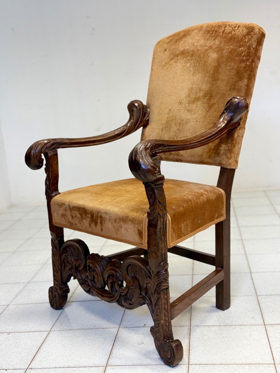 Fauteuil En Bois Sculpté. Venise, époque 1600.-photo-2