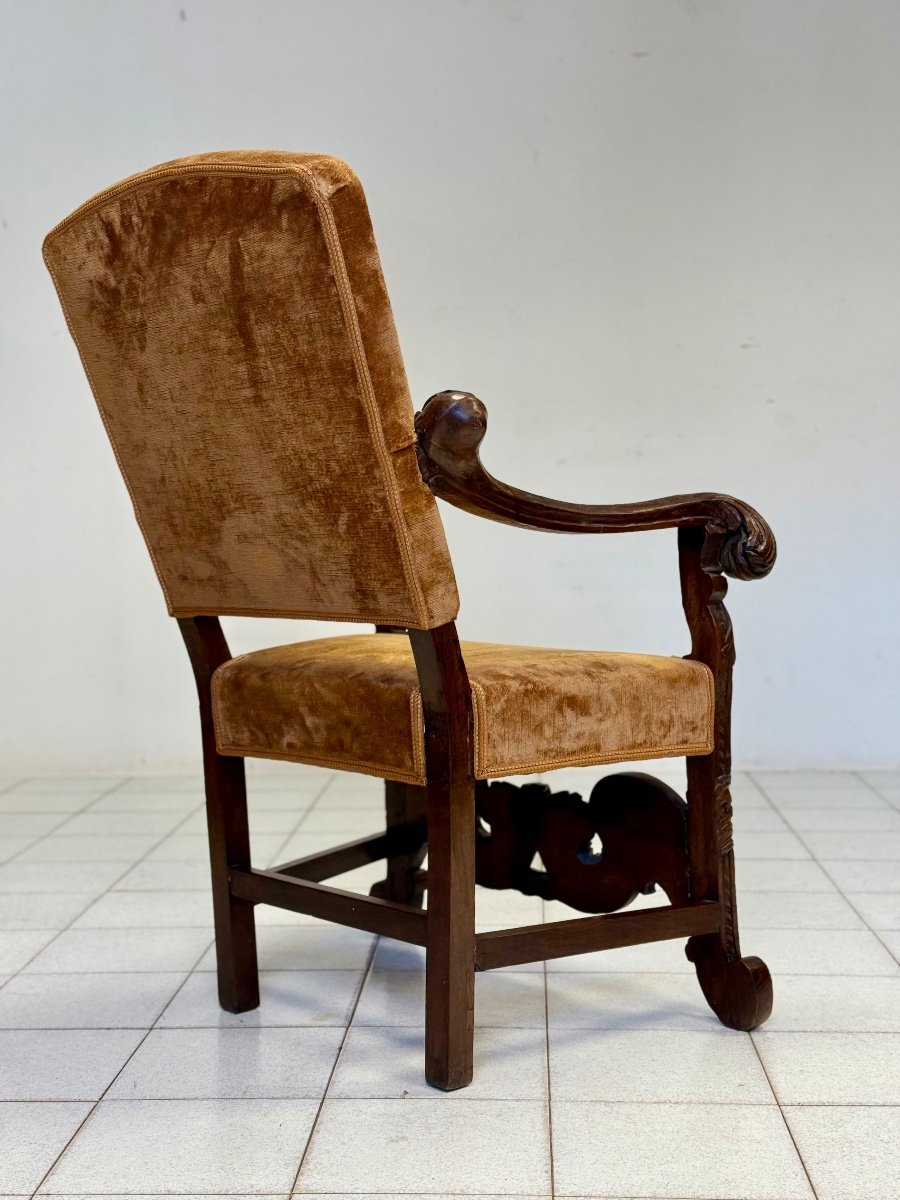 Fauteuil En Bois Sculpté. Venise, époque 1600.-photo-3