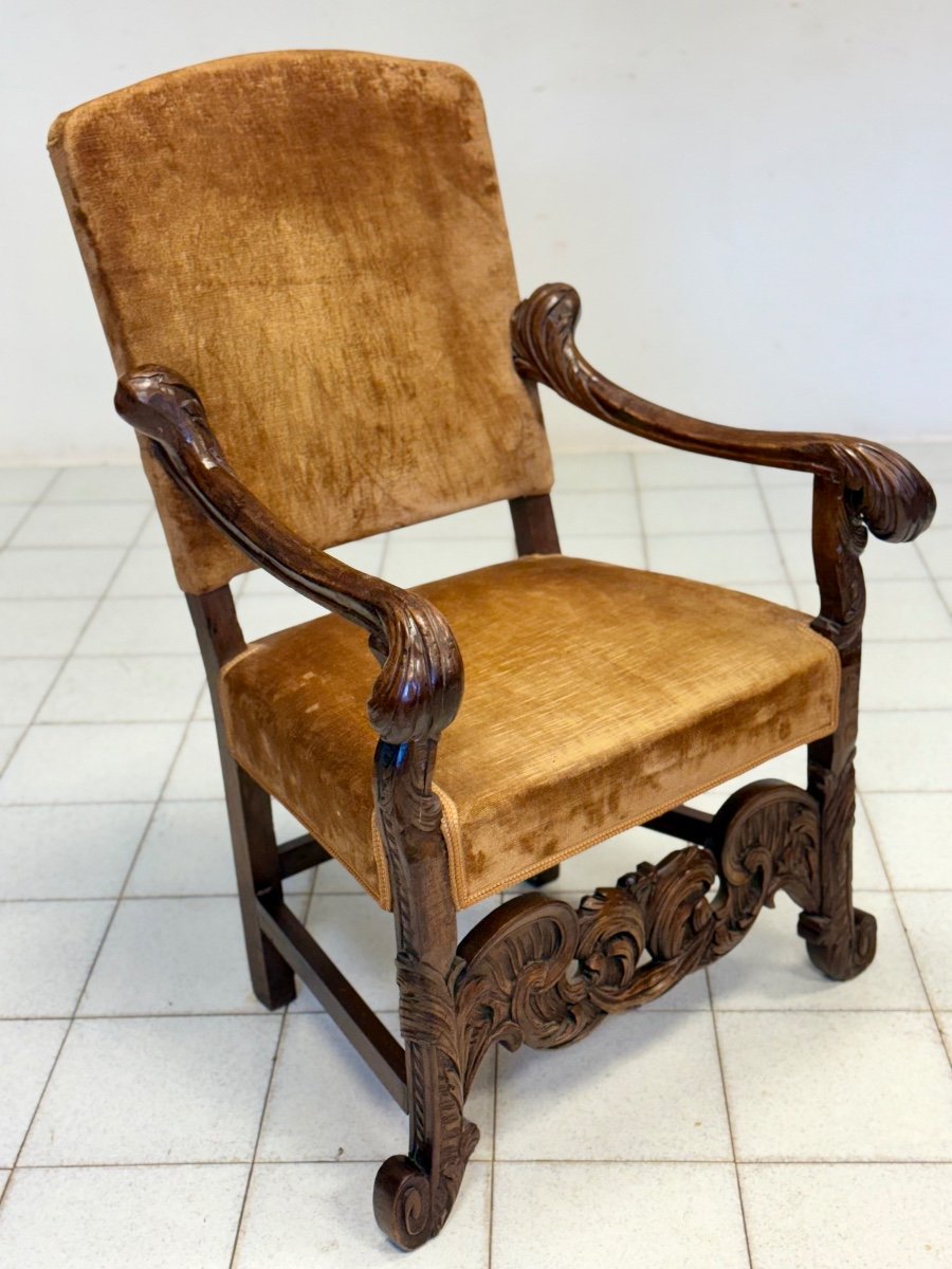 Fauteuil En Bois Sculpté. Venise, époque 1600.-photo-1