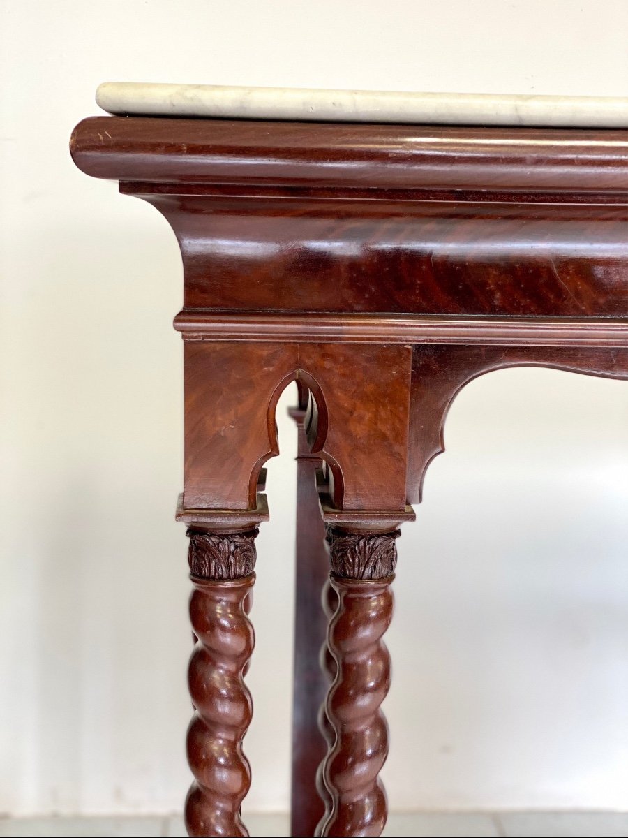 Console In Mahogany Feather Charles X. Sicily 19th Century-photo-2