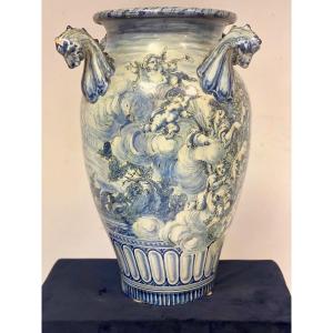 Albissola Majolica Pharmacy Vase Signed And Dated 1922. H 64