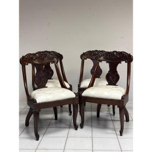 Group Of Four Carlo X Gondola Chairs. Genoa Early 19th Century