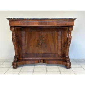 Carlo X Lombard Console In Walnut. 19th Century