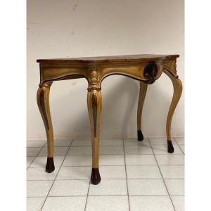 Lacquered Console Painted Fake Marble Top. Lombardy Piedmont Mid 19th Century List Price