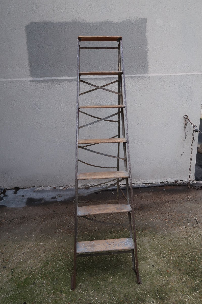 Iron And Wood Stepladder Late 19th Century-photo-3