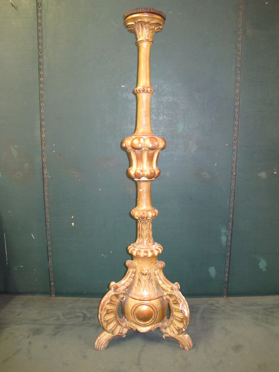 XVIII Golden Wood Candlestick