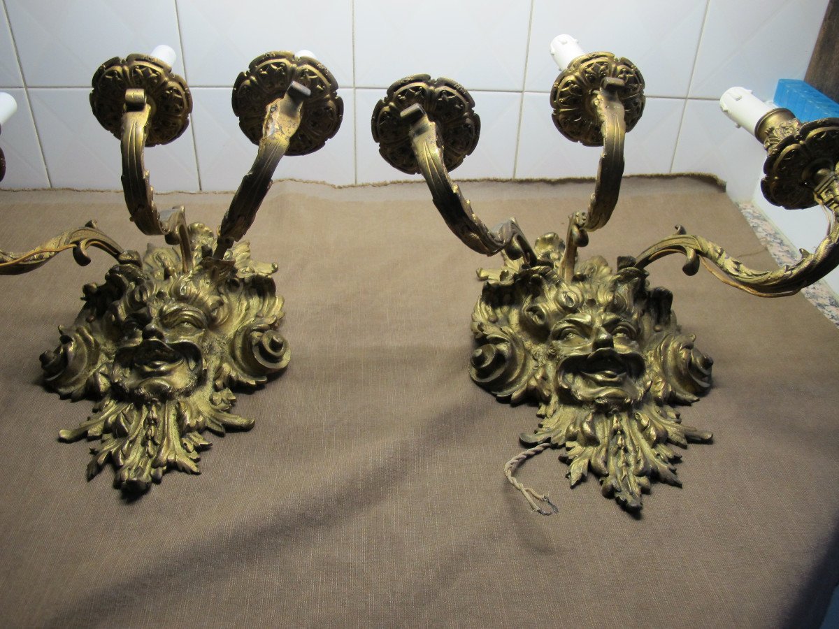Paire d' Appliques En Bronze  Style L XIV-photo-3
