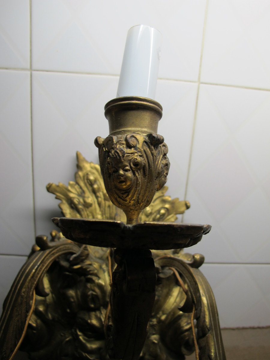 Pair Of Bronze Sconces Style L XIV-photo-5