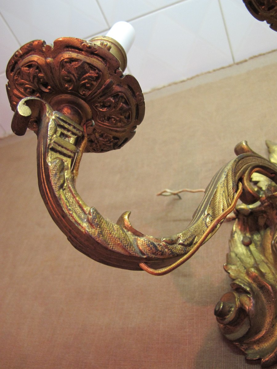 Pair Of Bronze Sconces Style L XIV-photo-6