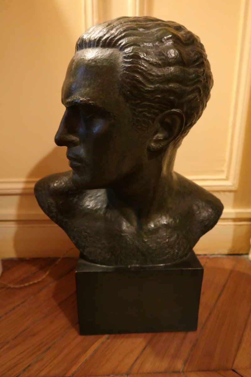 Bust Of Mermoz By Lucien Gibert-photo-3