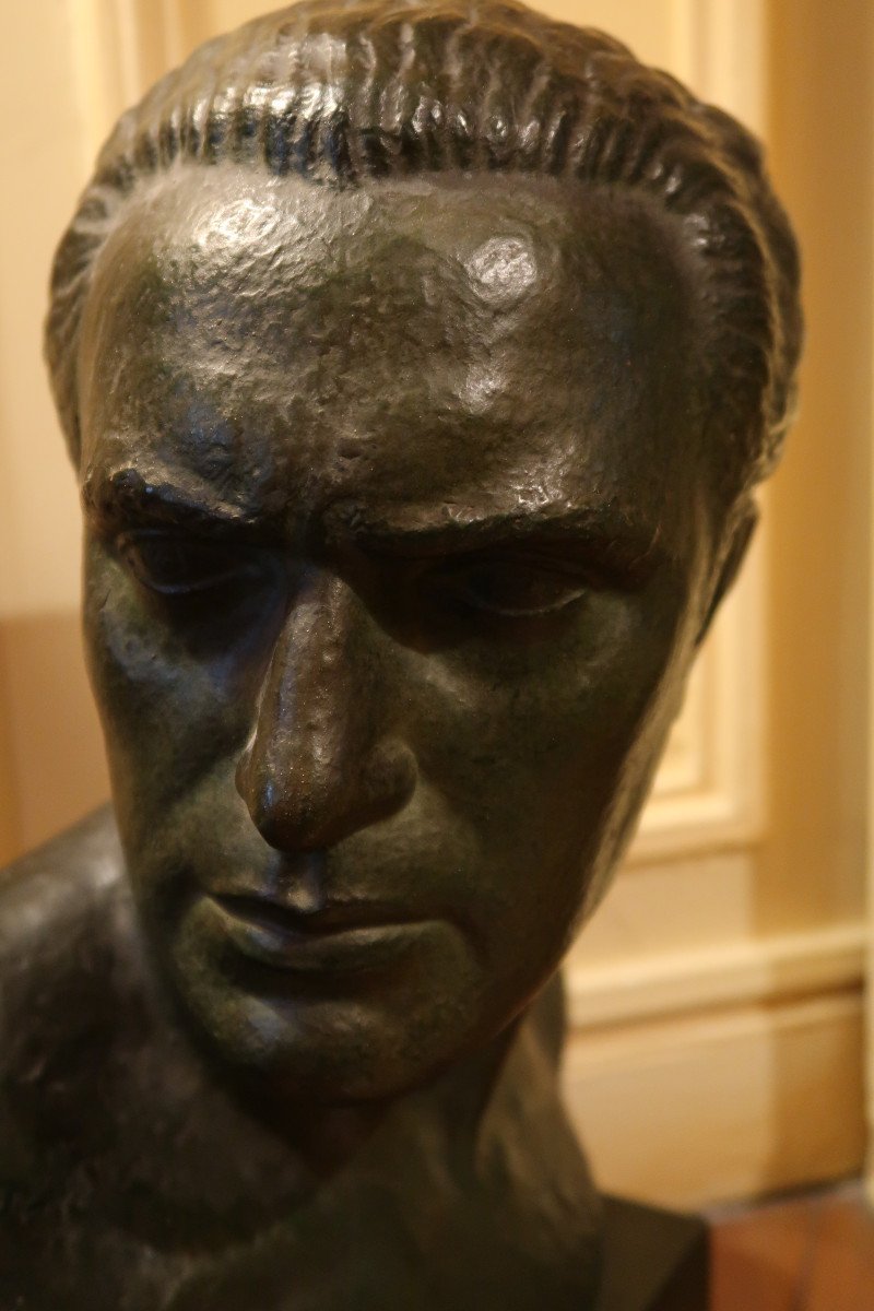 Bust Of Mermoz By Lucien Gibert-photo-4